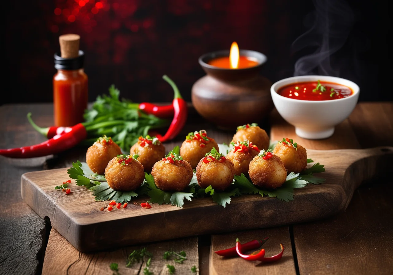Shrimp Balls with Chili Dip
