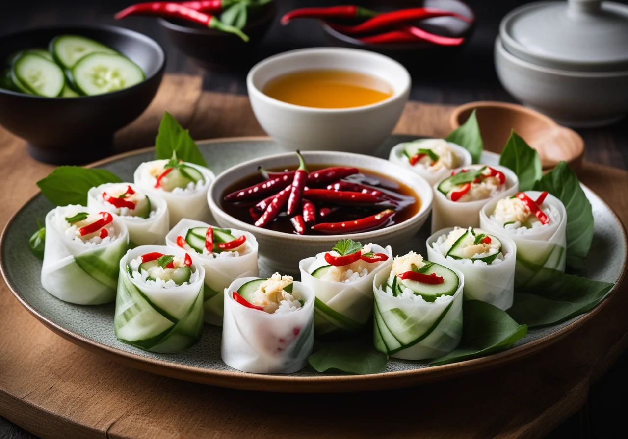 Rice Paper Rolls with Chili Sauce
