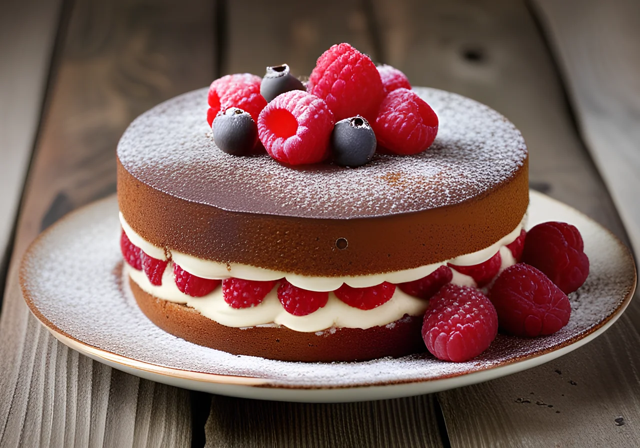 Sponge Cake Layers with Raspberries