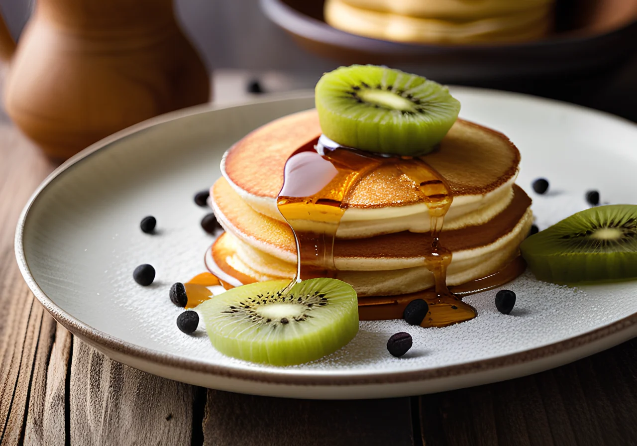 Pancakes with Yogurt and Kiwi