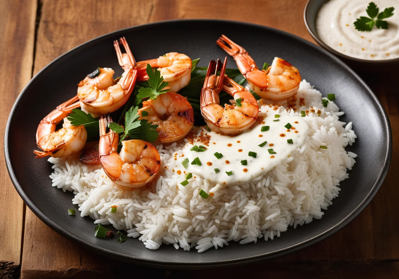 Spicy Marinated Shrimp with Rice