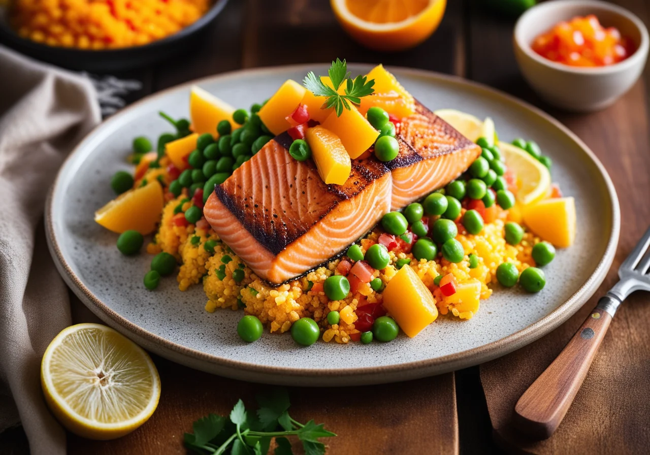 Salmon with Spicy Salsa and Couscous