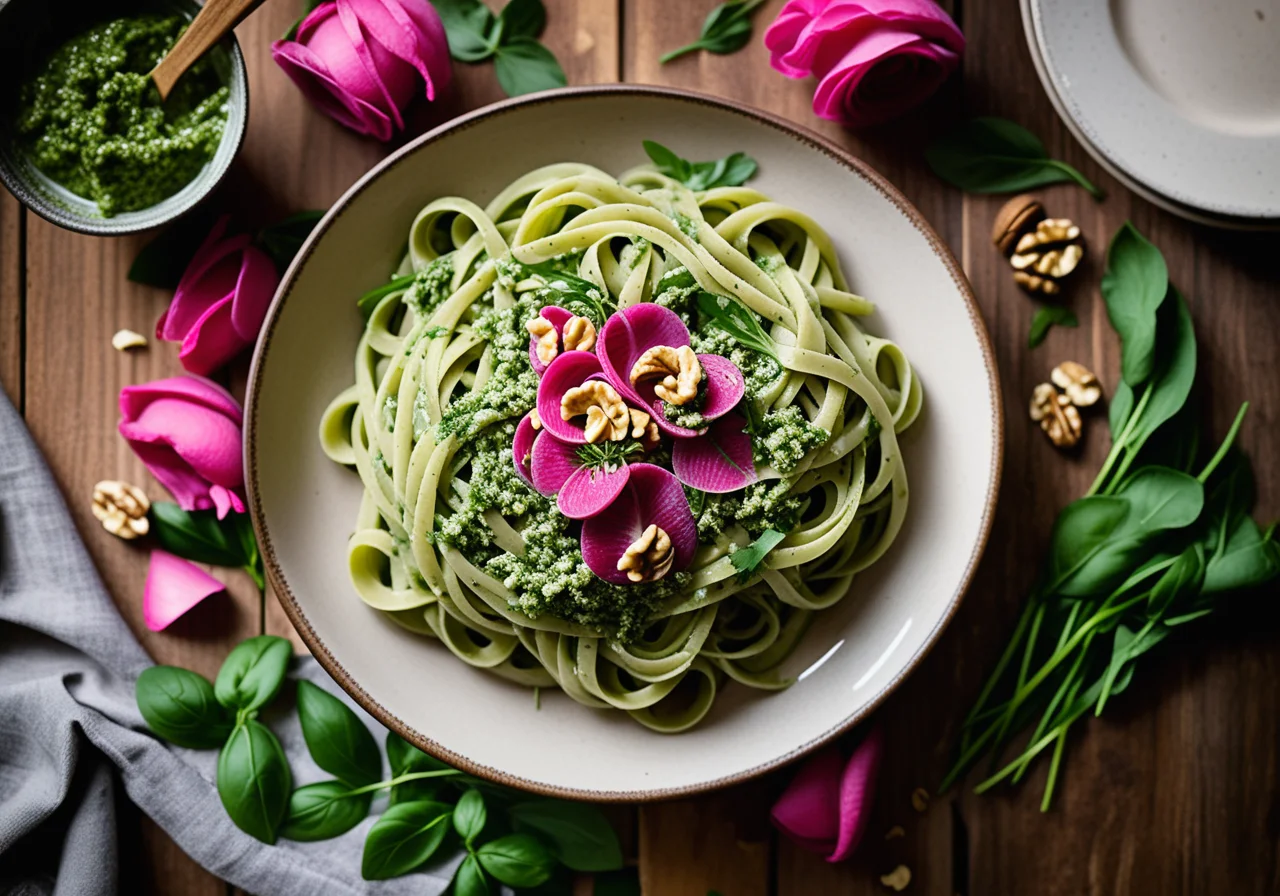 Rosy Pasta with Pesto