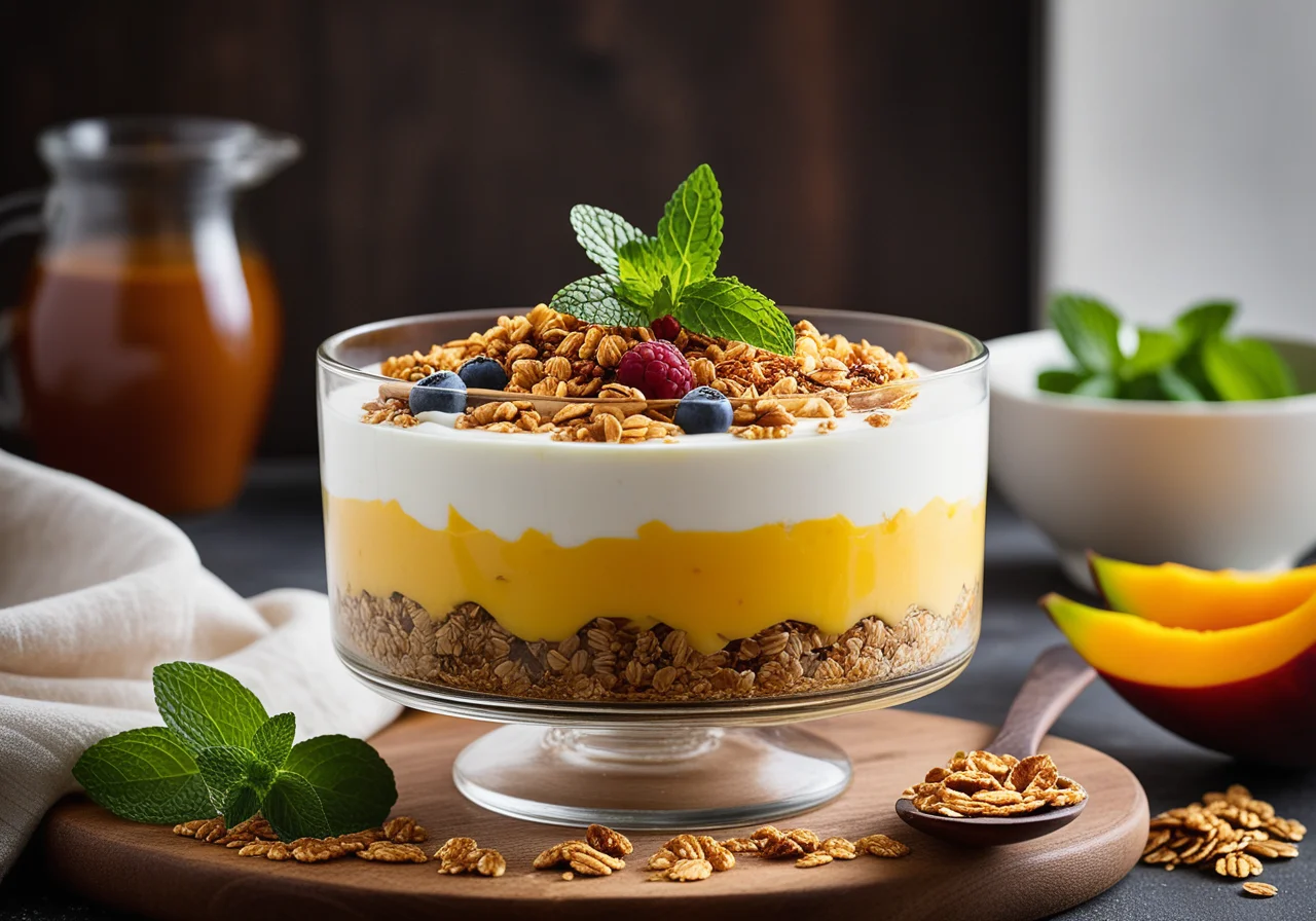 Breakfast in a Glass with Exquisa ZERO Quark-Yogurt-Cream Mango