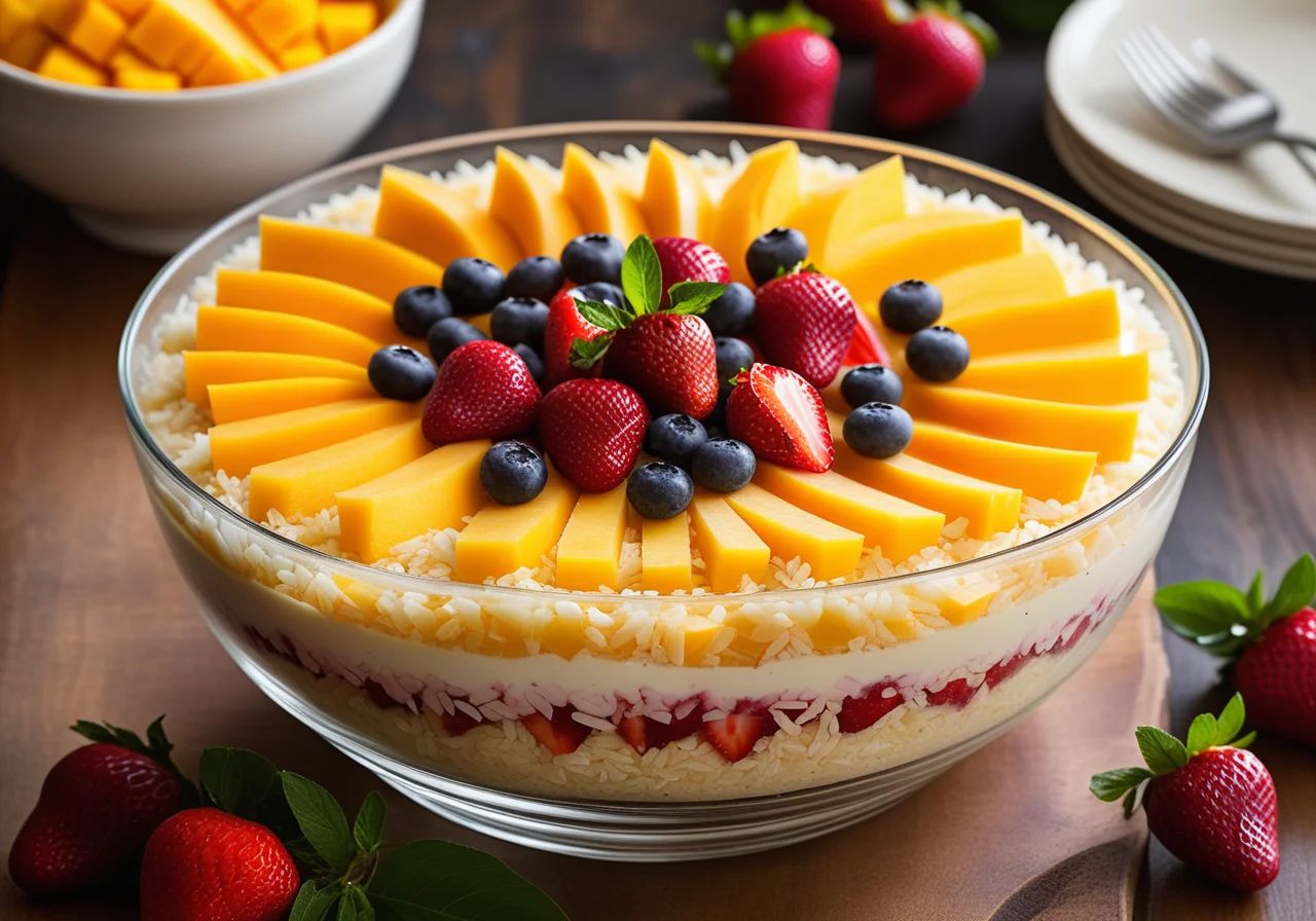 Layered Rice and Fruit Dessert