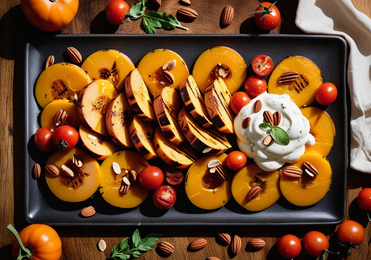 Chicken Spinach Salad on Grilled Pumpkin Slices