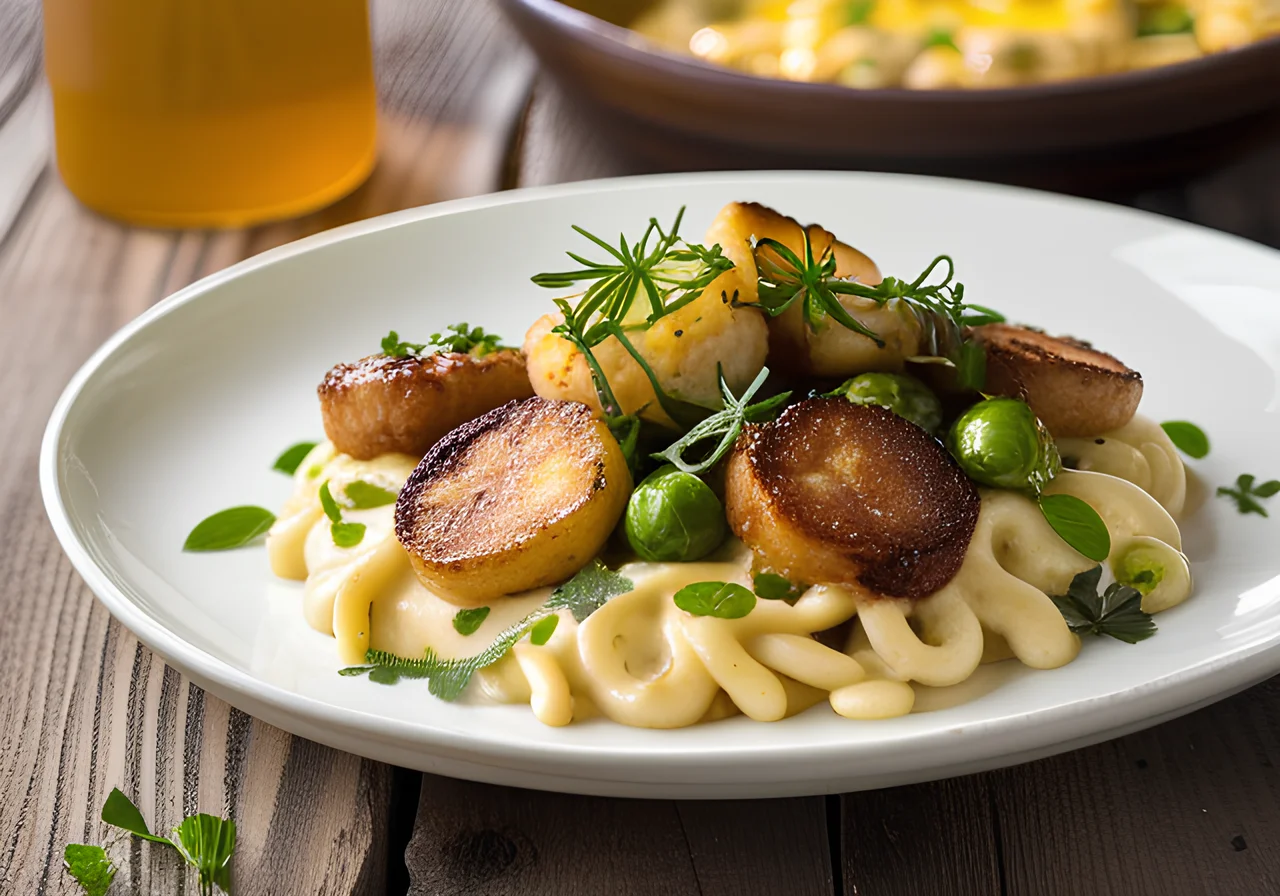 Cheese Spaetzle with Brussels Sprouts