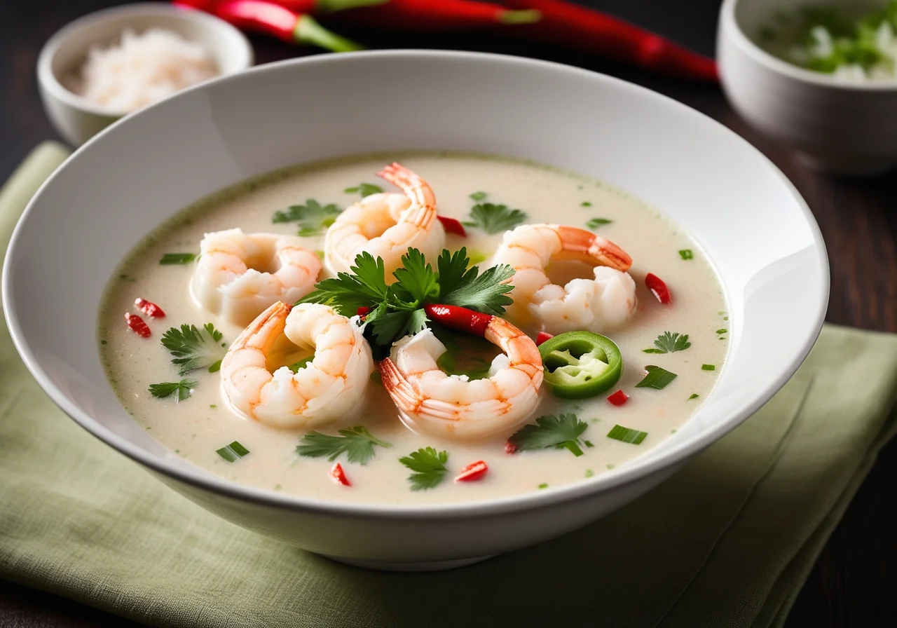 Coconut Soup with Shrimp and Dumplings (Wan Tan)
