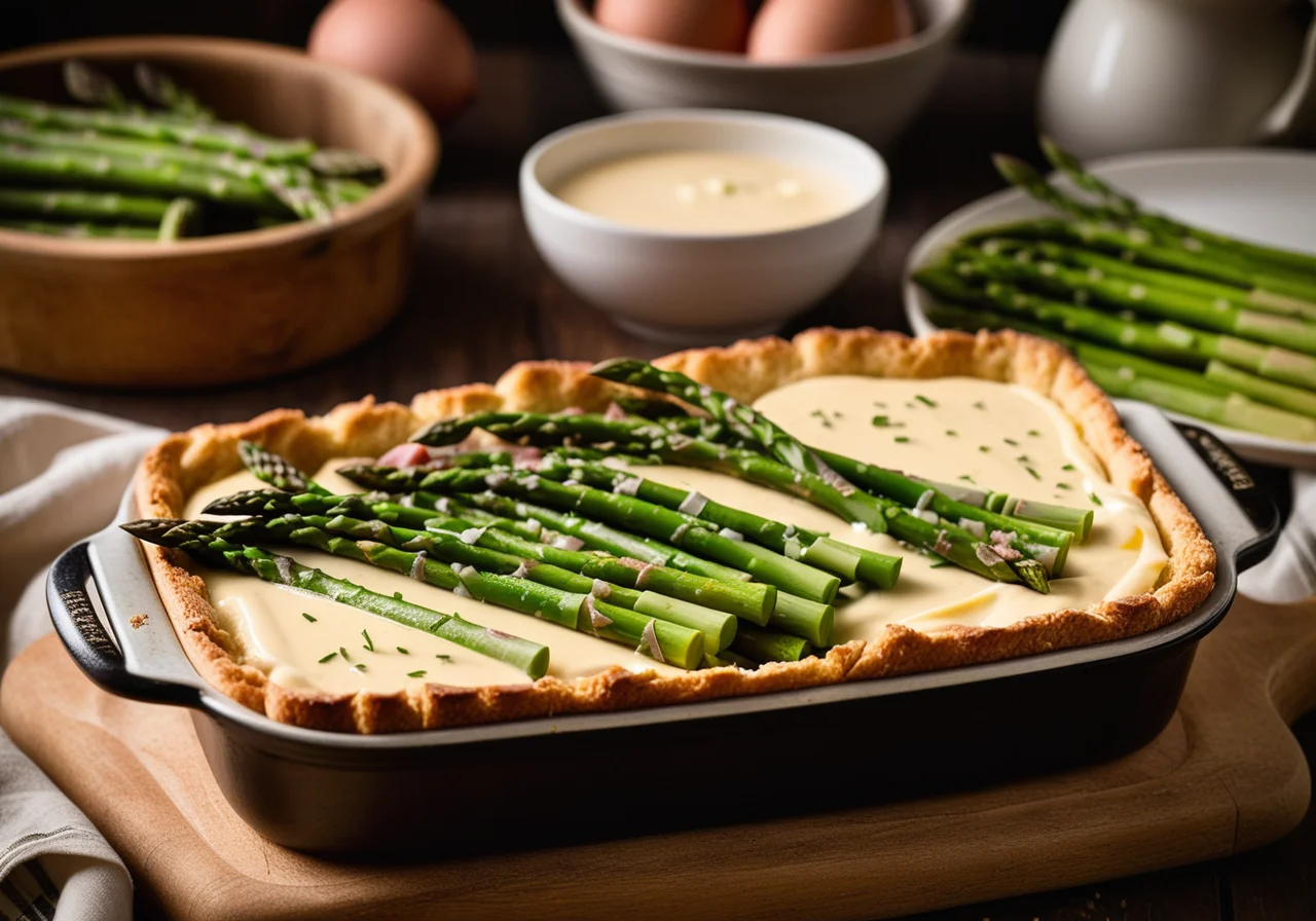 Bread Casserole with Asparagus and Ham