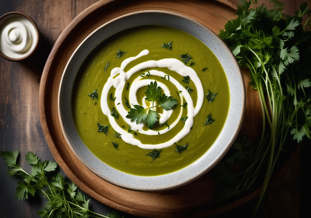 Mediterranean Nettle Soup with Pumpkin Seed Oil