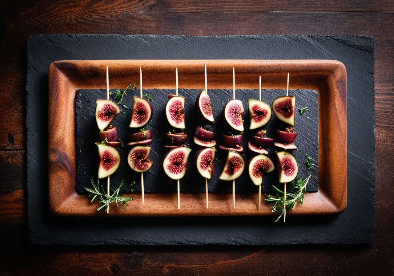 Figs on Skewers with Smoked Duck Breast