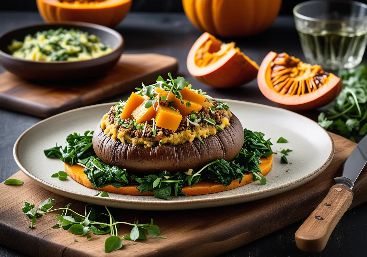 Stuffed mushrooms with colorful vegetables