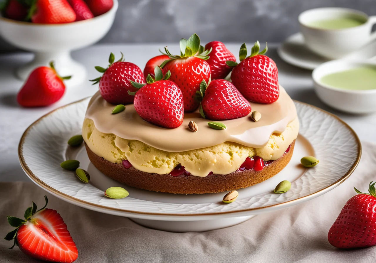 Puffed Cake with Strawberries