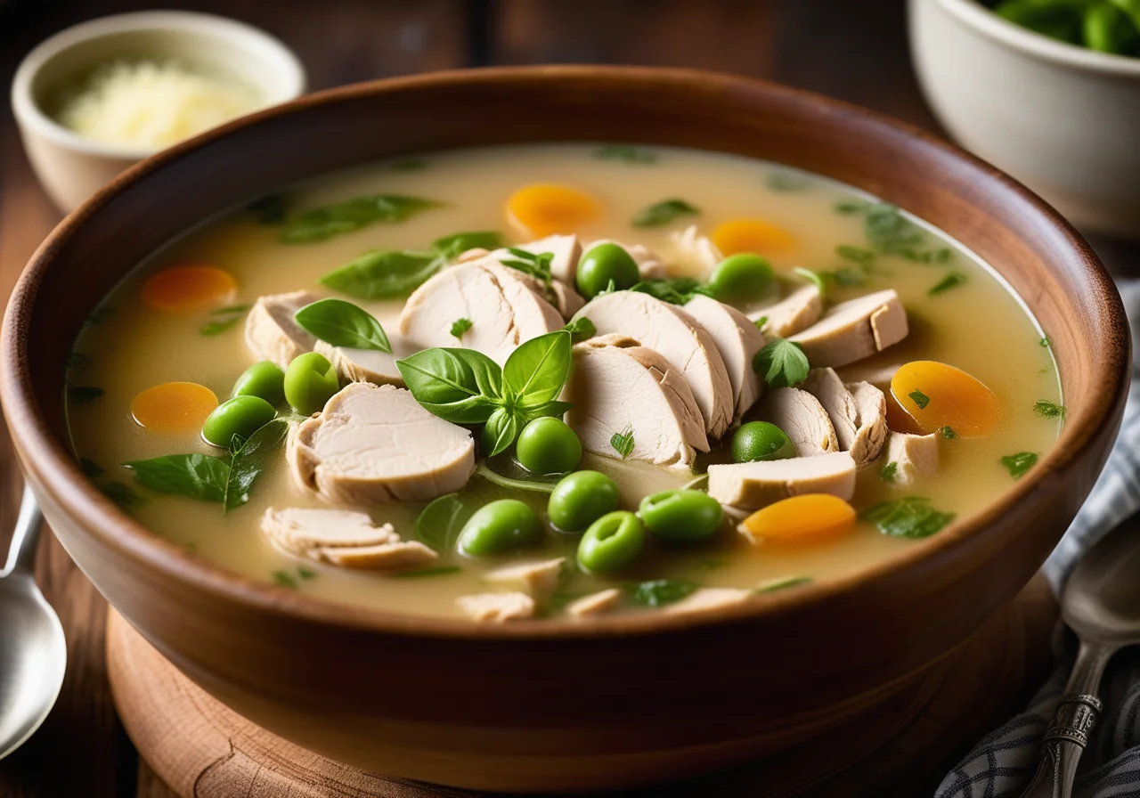 Chicken Soup with Sugar Snap Peas