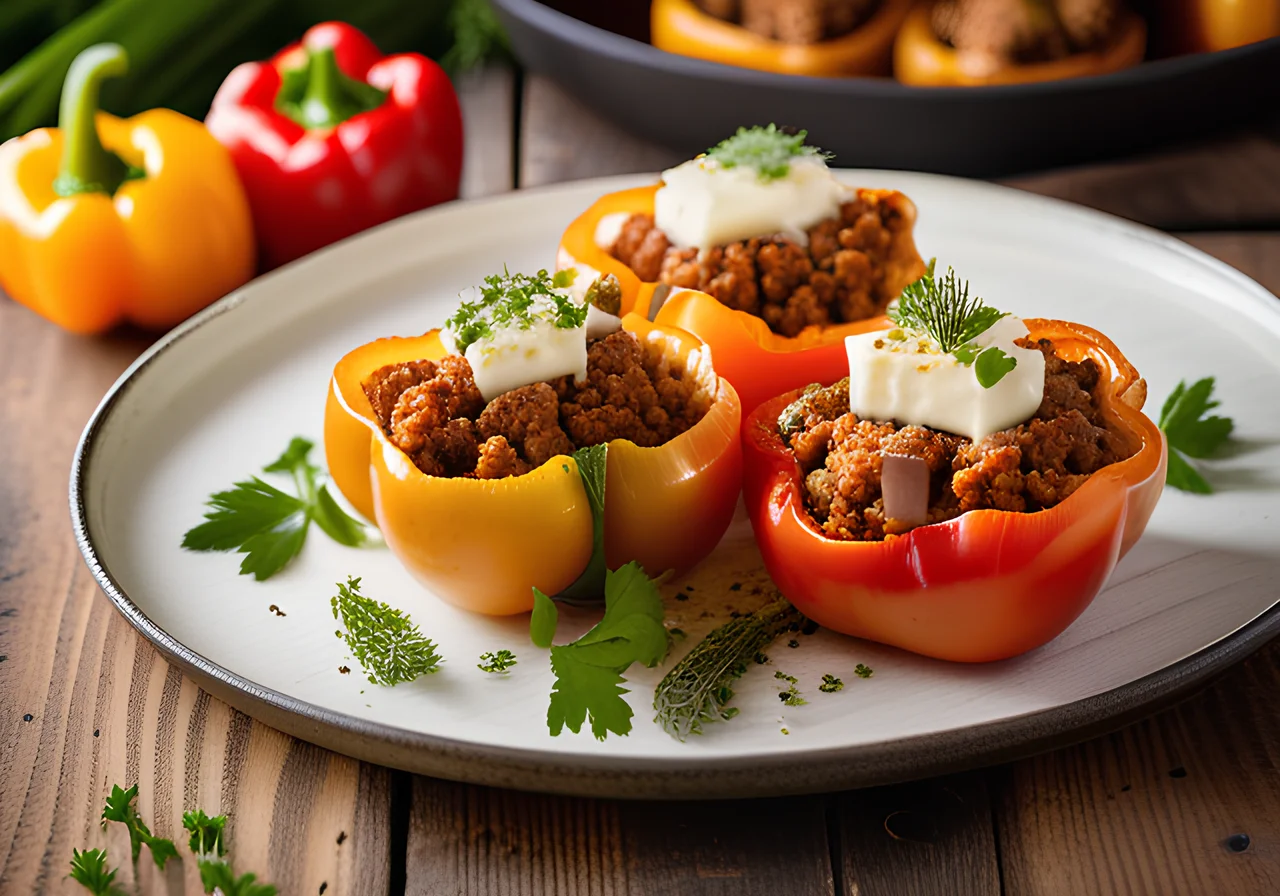 Stuffed Bell Peppers with Ground Meat