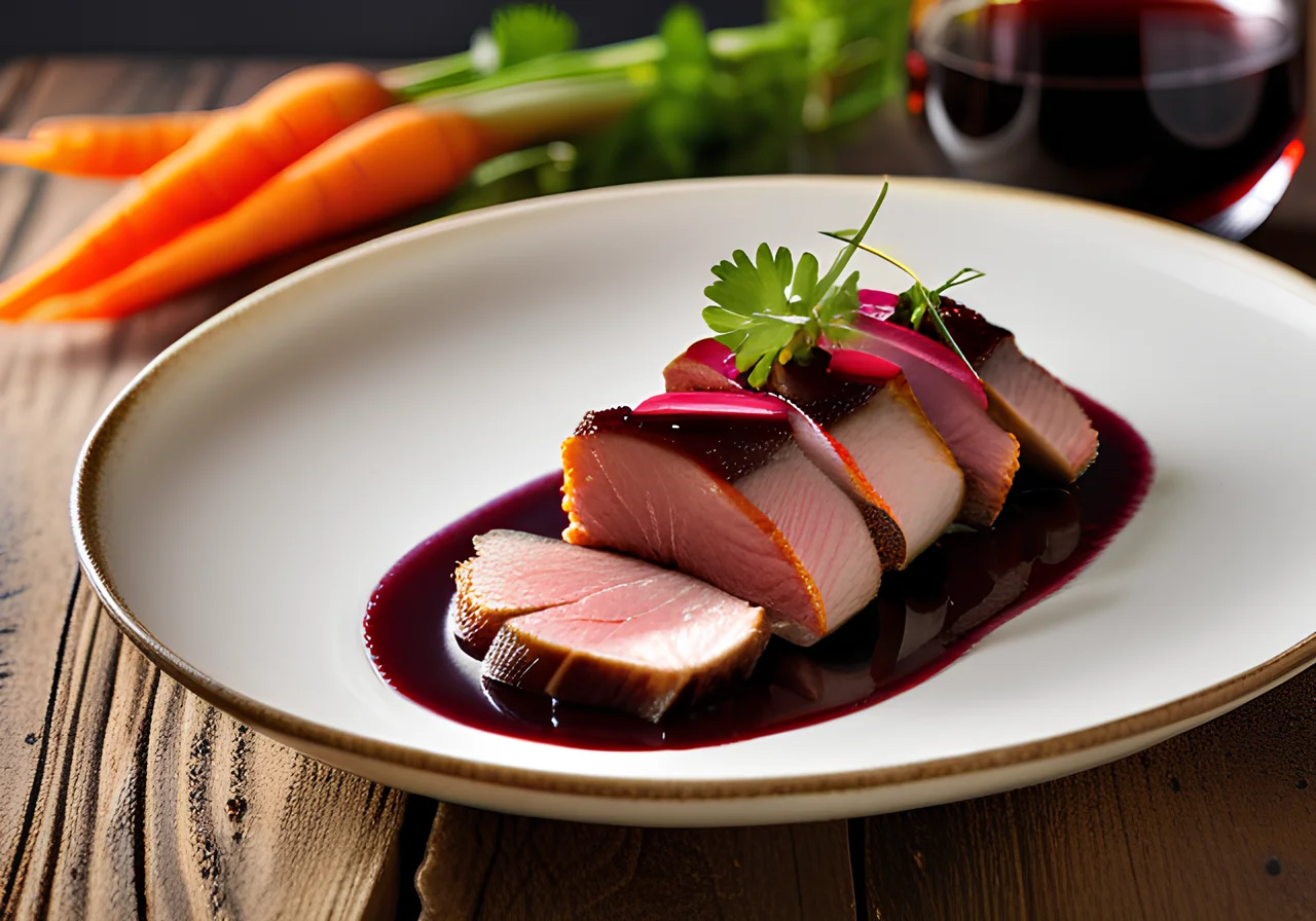 Duck Breast with Plum Red Wine Sauce