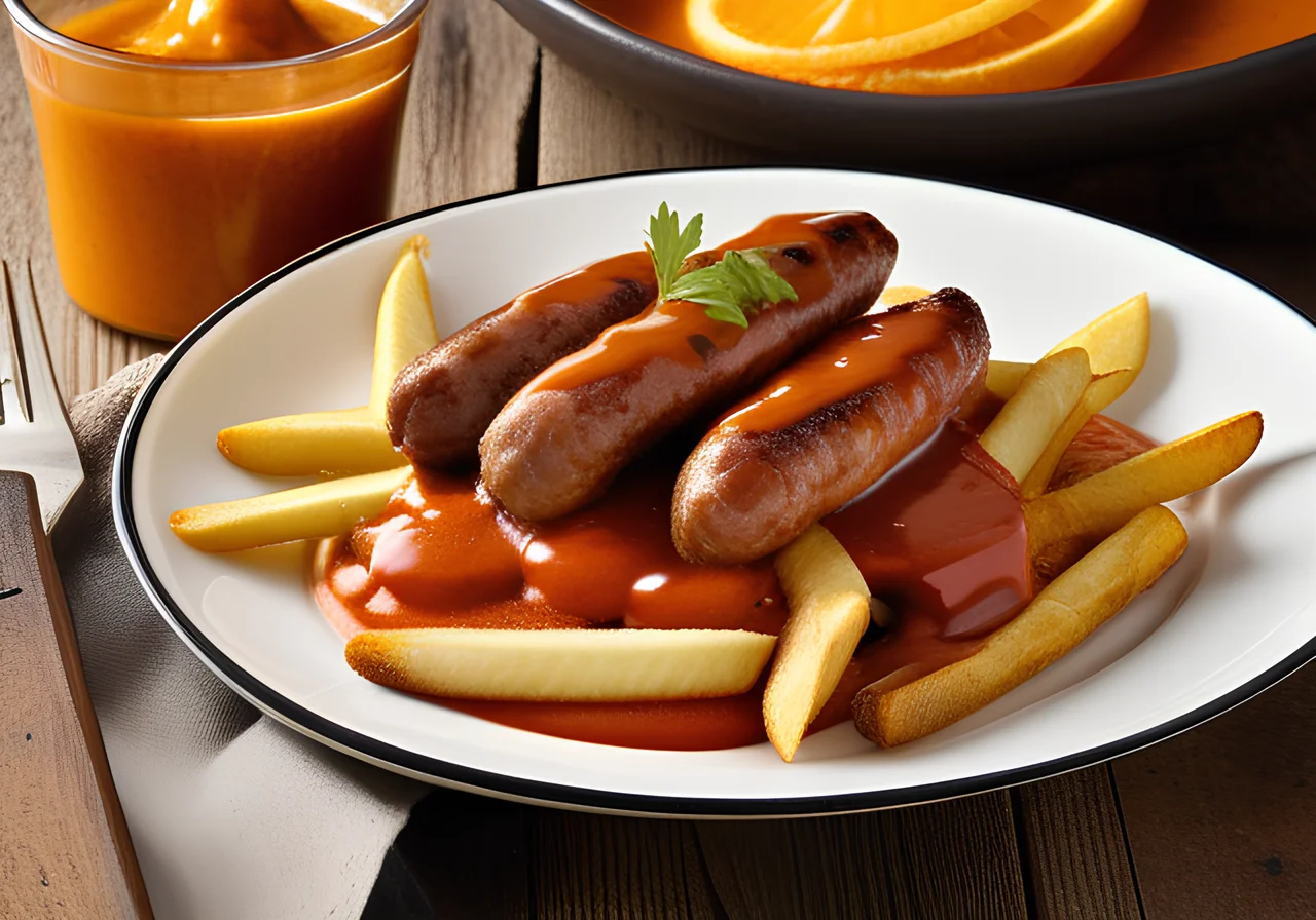 Curry Sausage with French Fries