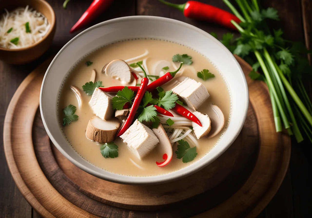 Coconut Soup with Chicken and Mushrooms
