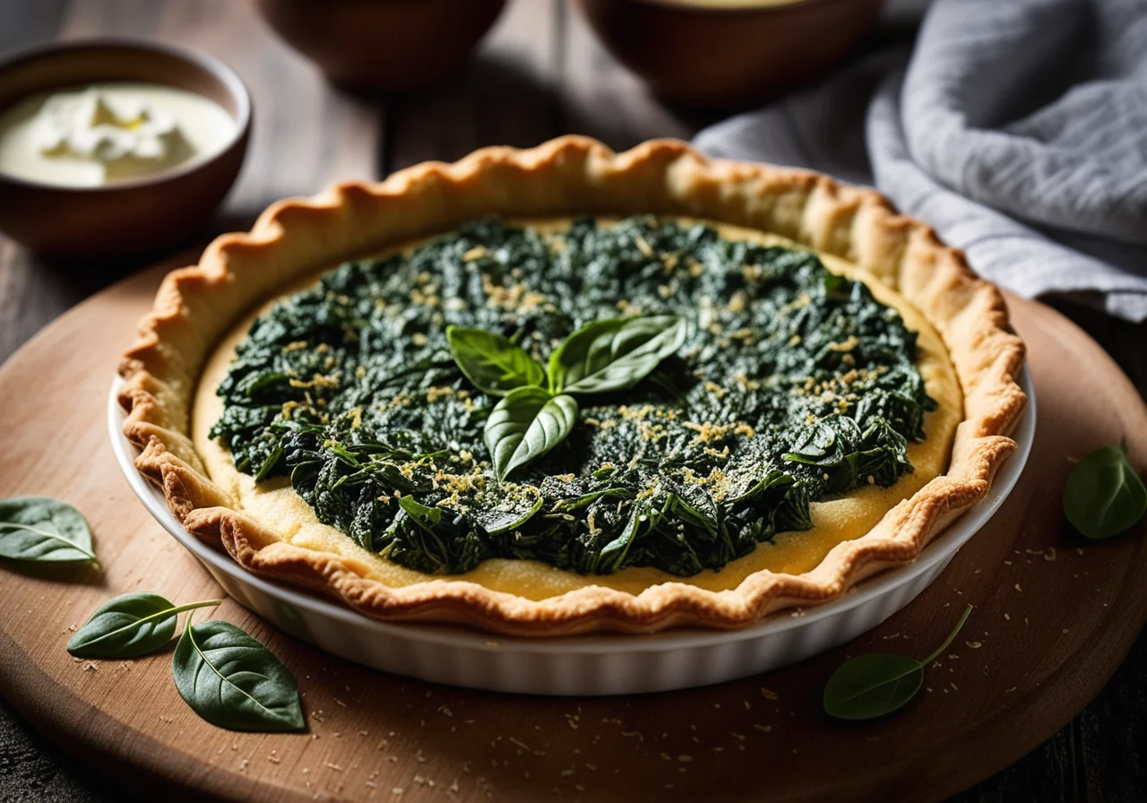 Spinach Tart with Cream Cheese and Parmesan