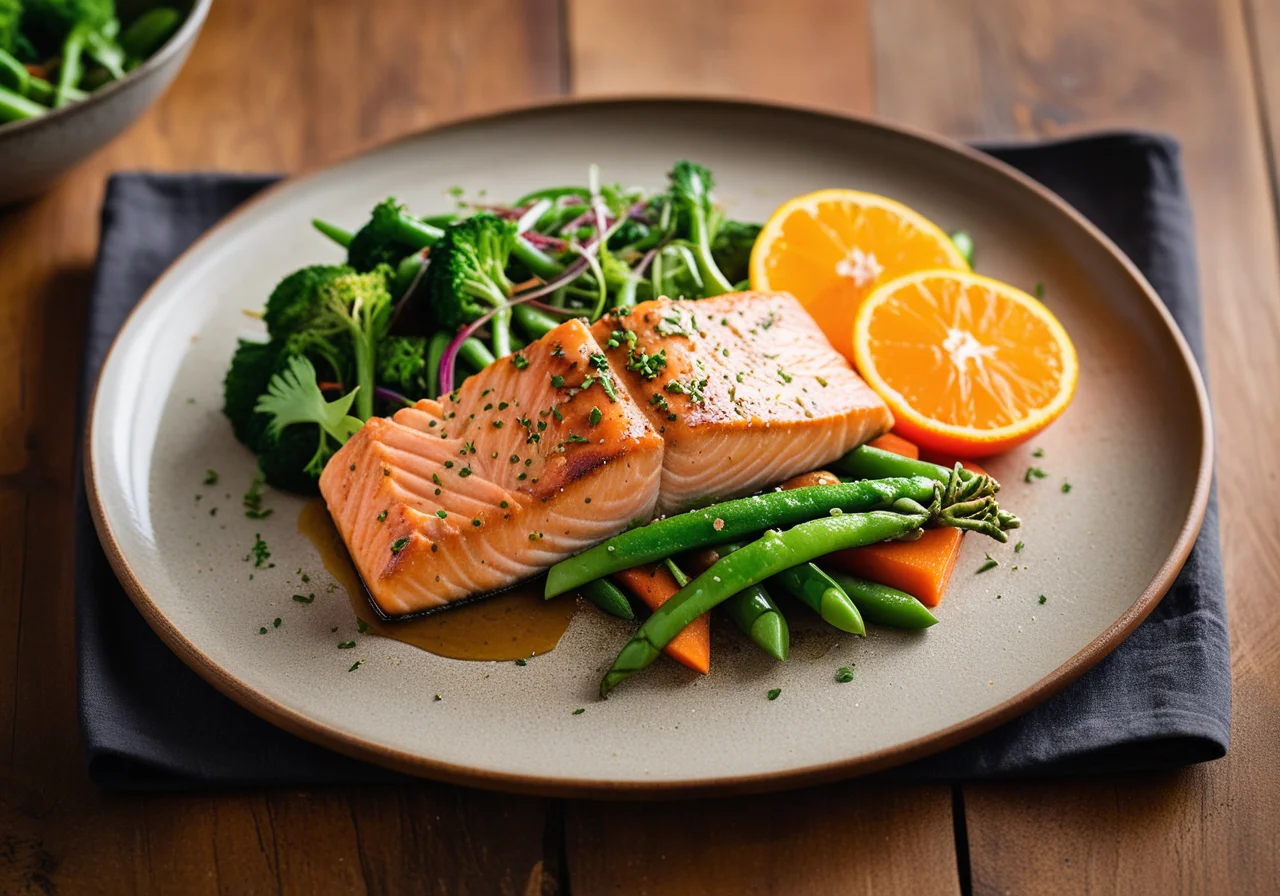 Vegetable with Baked Salmon