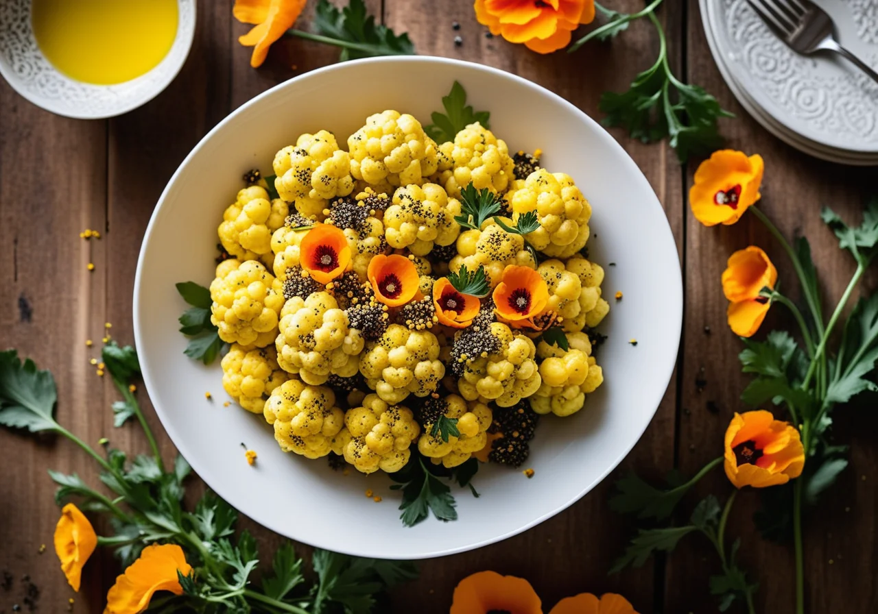 Saffron Cauliflower Salad with Poppy Seed Oil