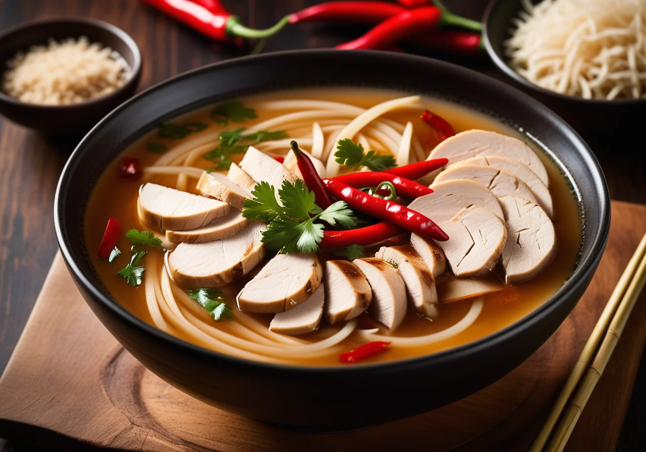 Spicy Broth with Chicken and Mu-Err Mushrooms