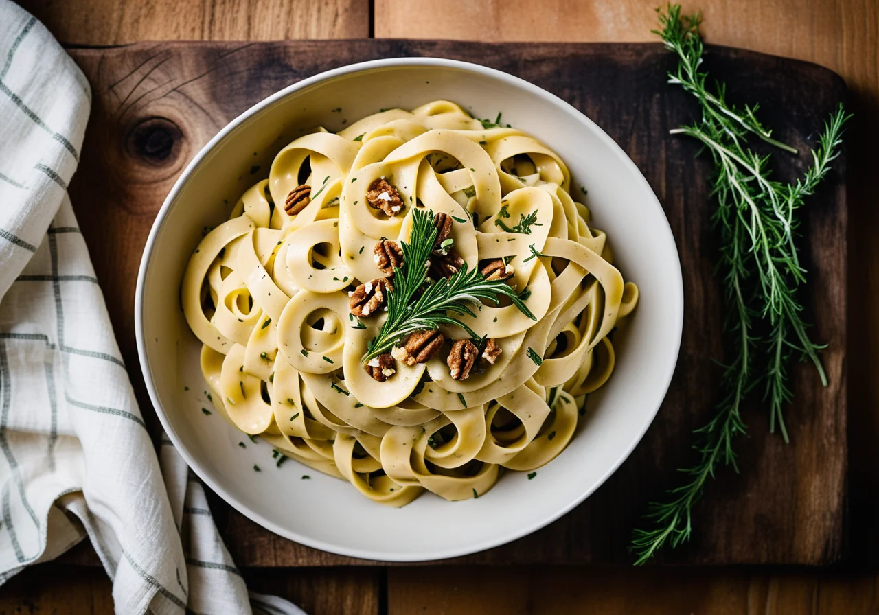 Vegetable Tagliatelle with Goat Cream Cheese Sauce