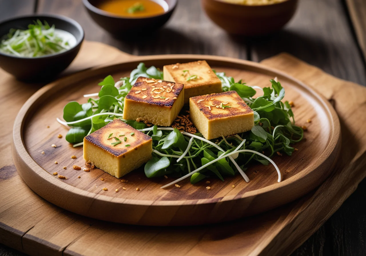 Asian Starter with Tofu, Sprouts and Kroepoek