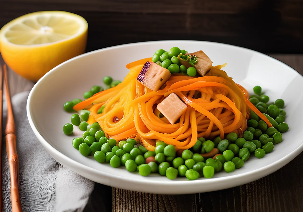 Carrot Noodle Pot with Peas