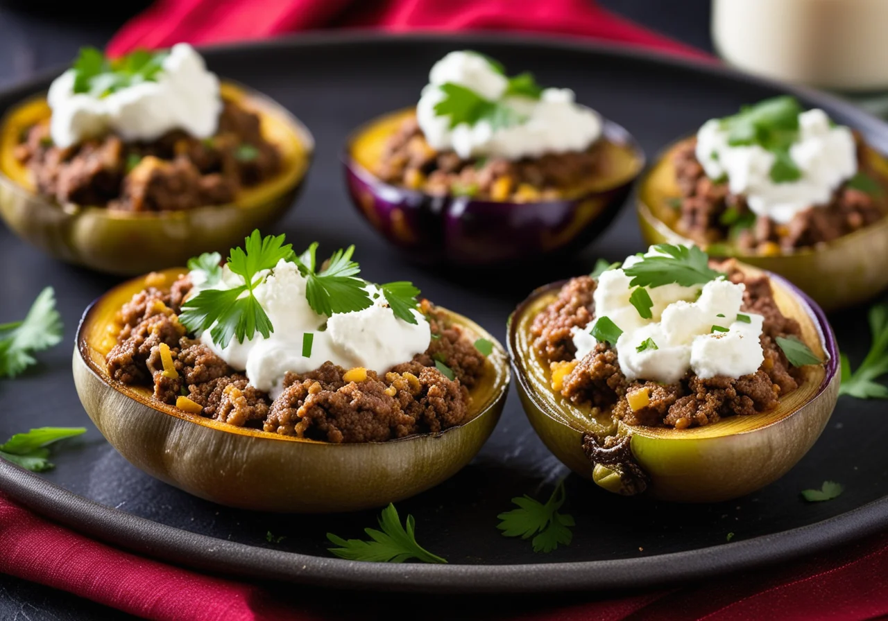 Baked Eggplants with Ground Meat Filling