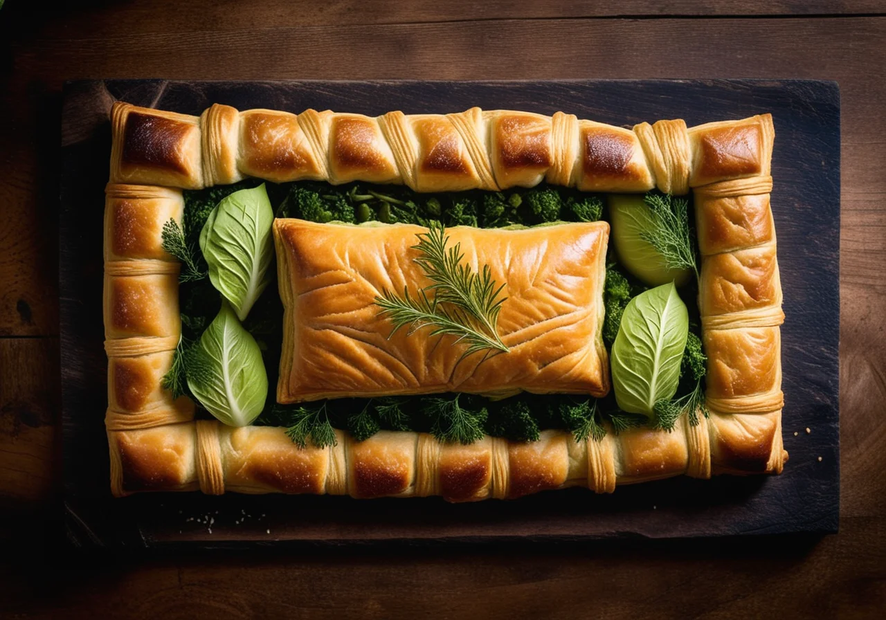 Salmon with Cabbage in Puff Pastry