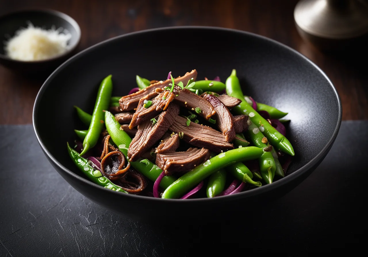 Duck Wok with Onions and Sugar Snap Peas