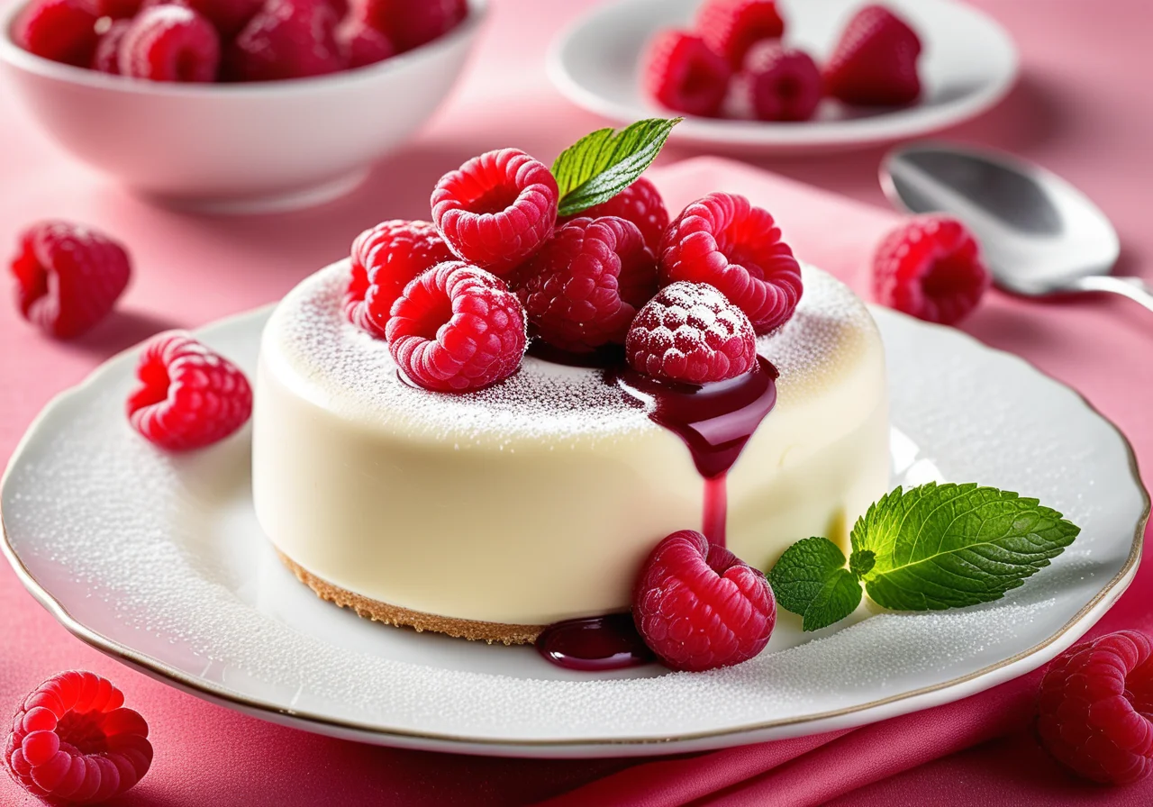 Bavarian Cream with Raspberry Sauce