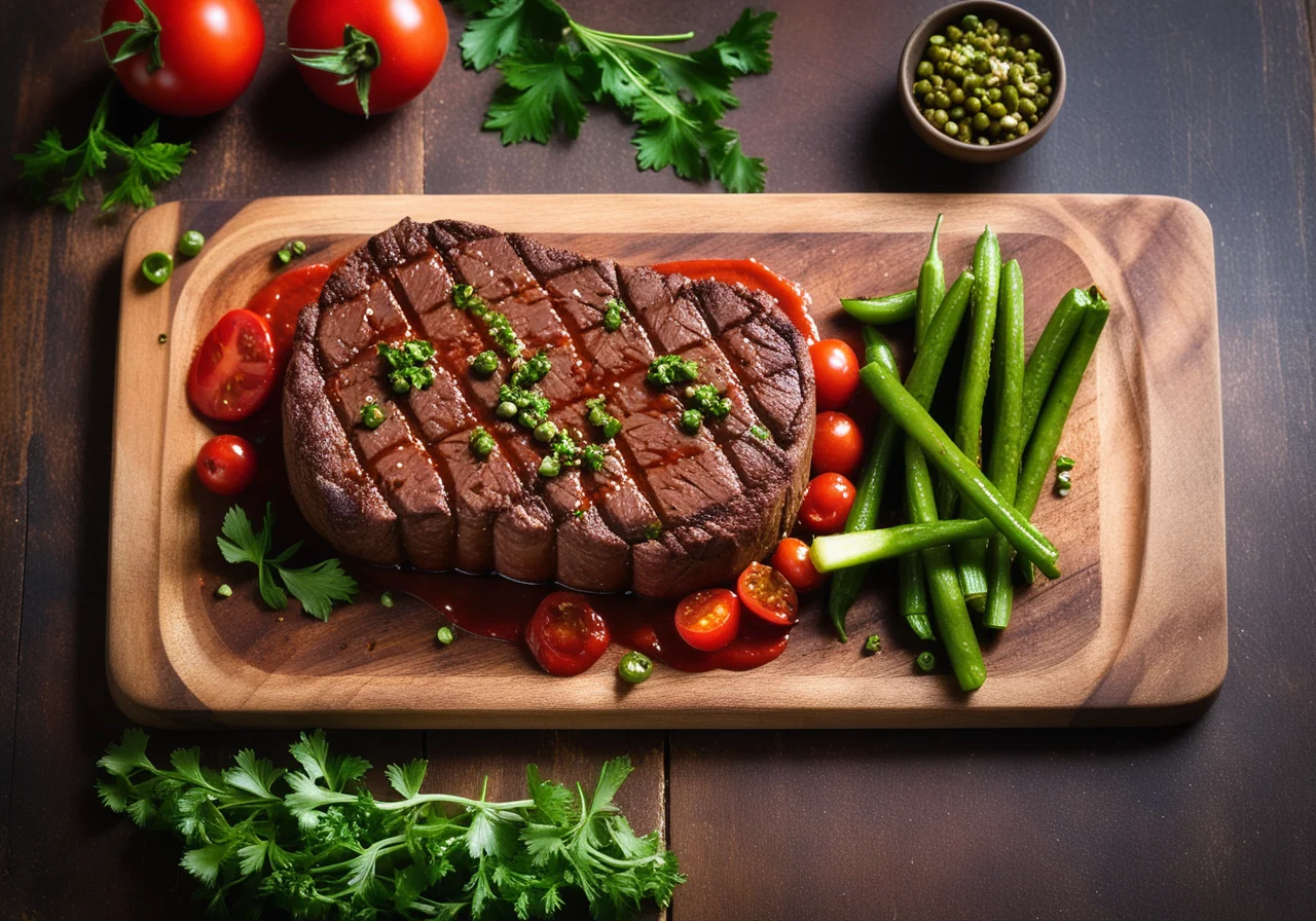 Beef steaks with tomato sauce