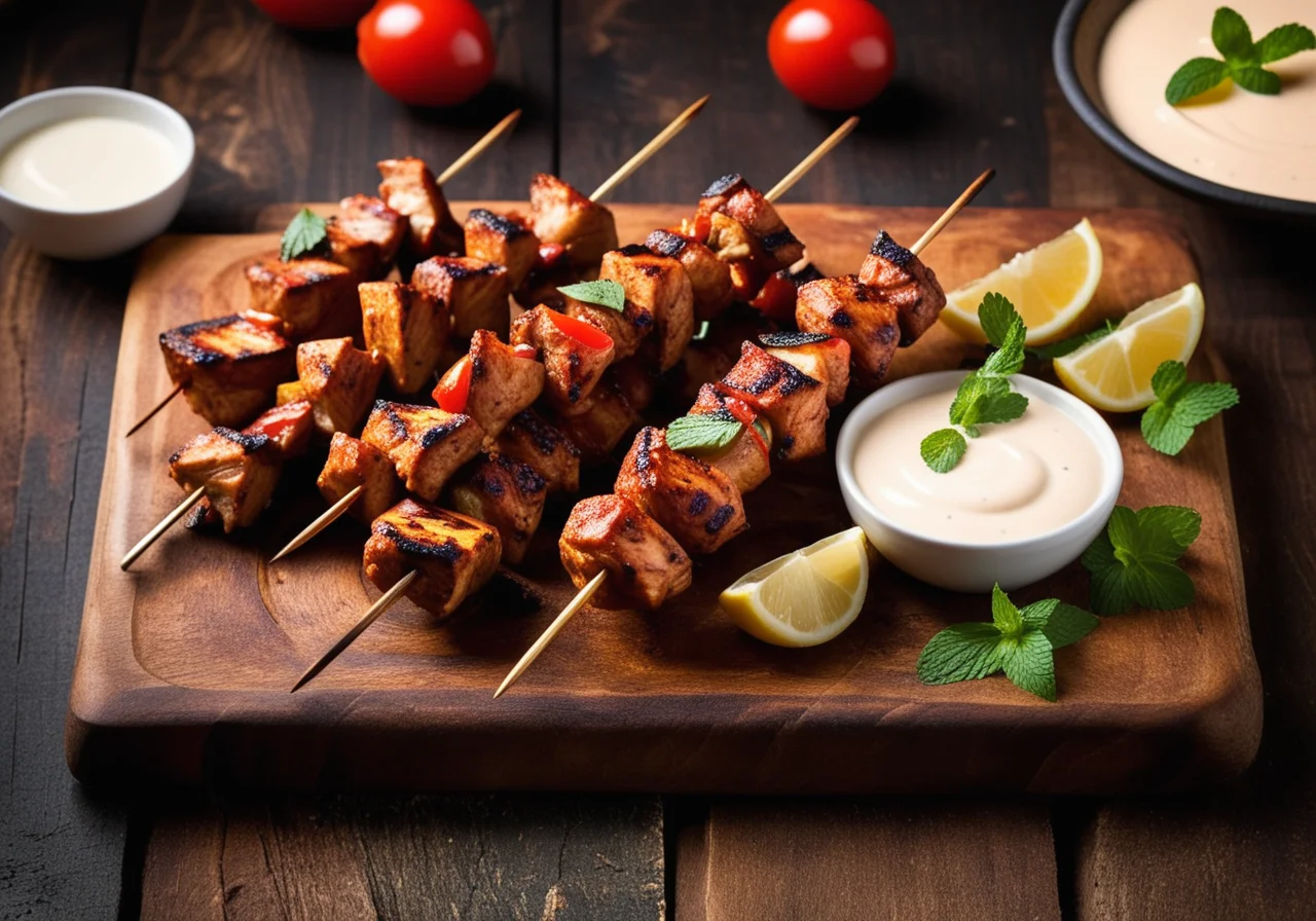 Tandoori Chicken Skewers with Yogurt and Tomatoes