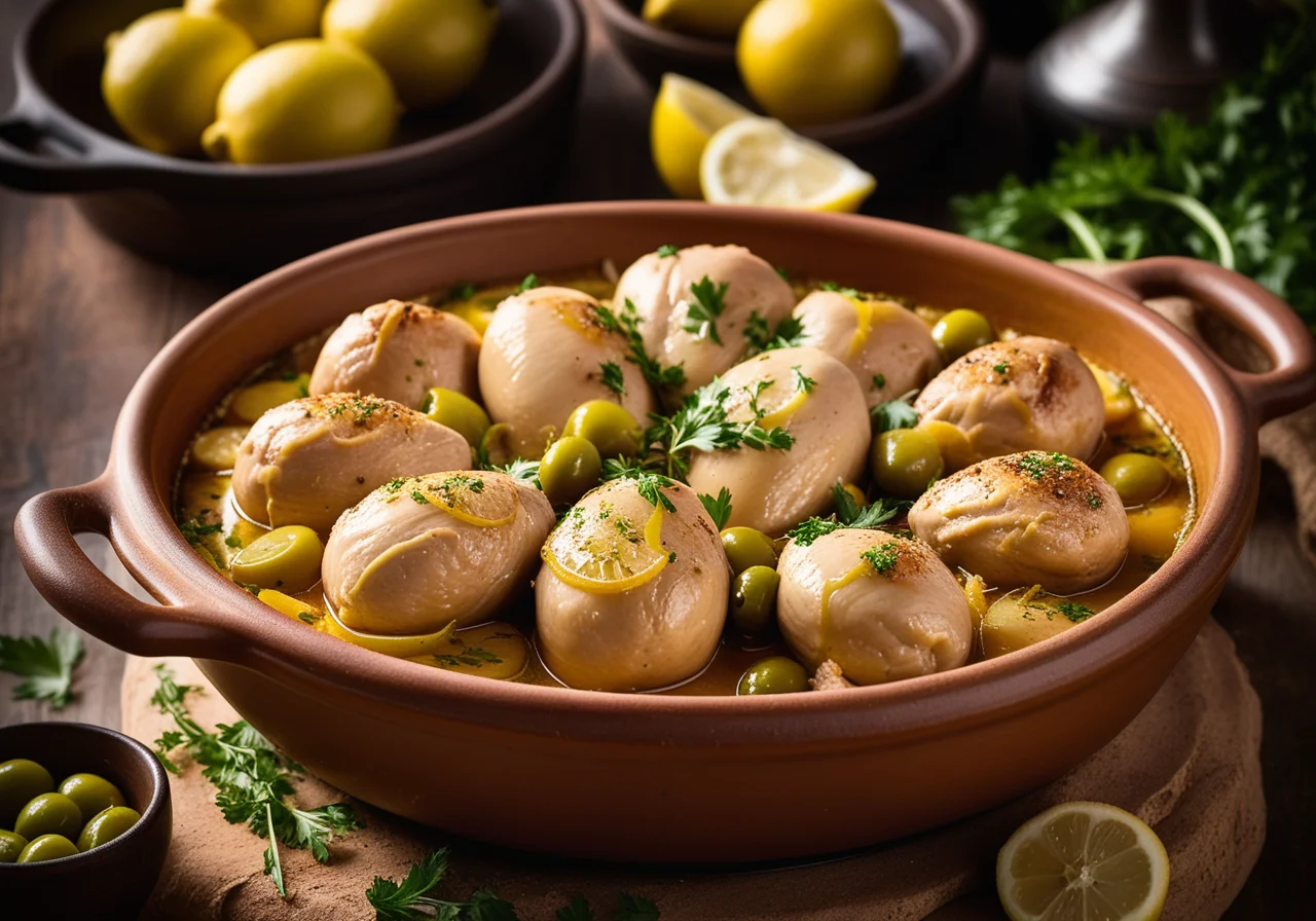Tajine with Chicken, Onions and Lemon Confit