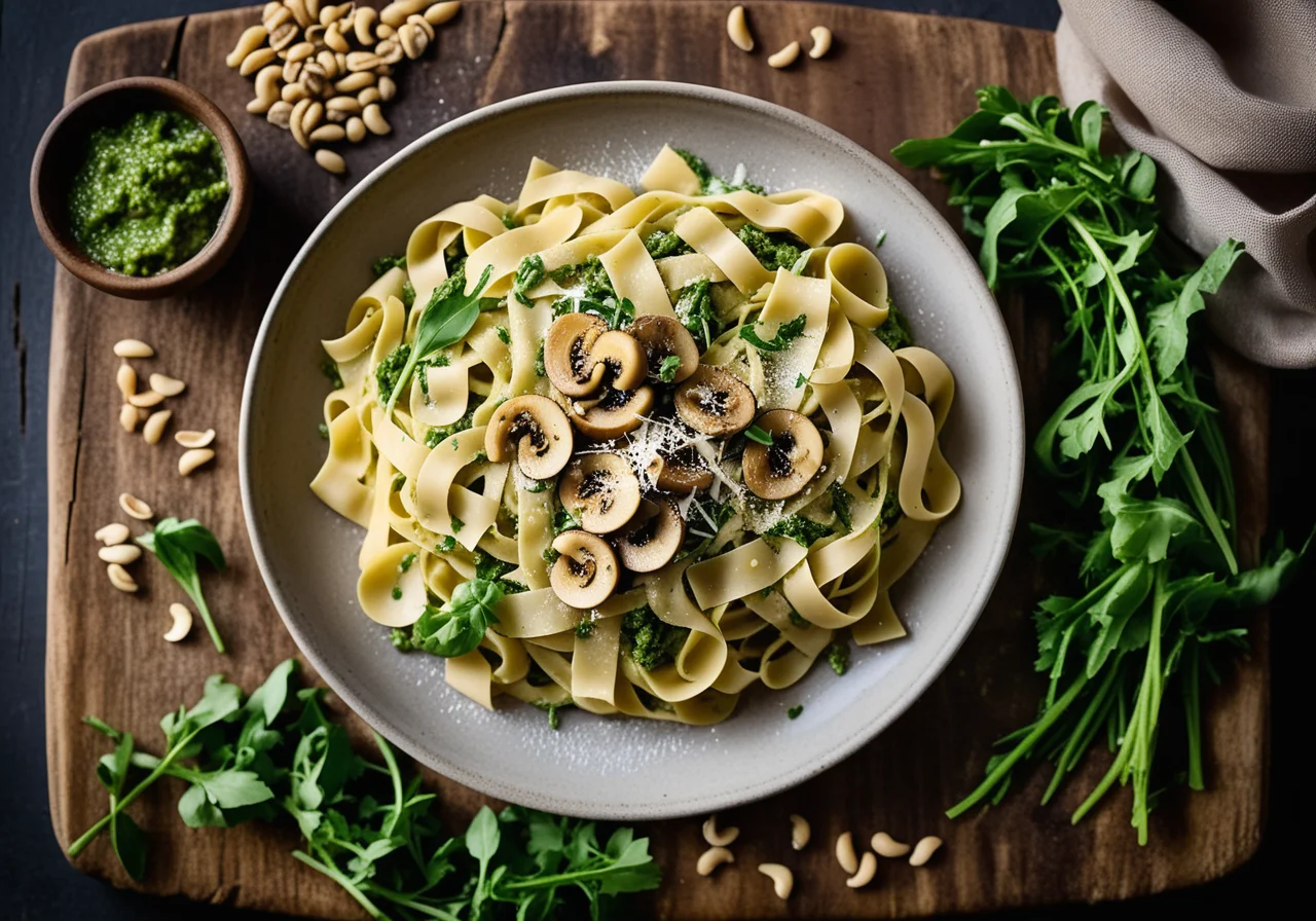 Tagliatelle with Arugula Pesto