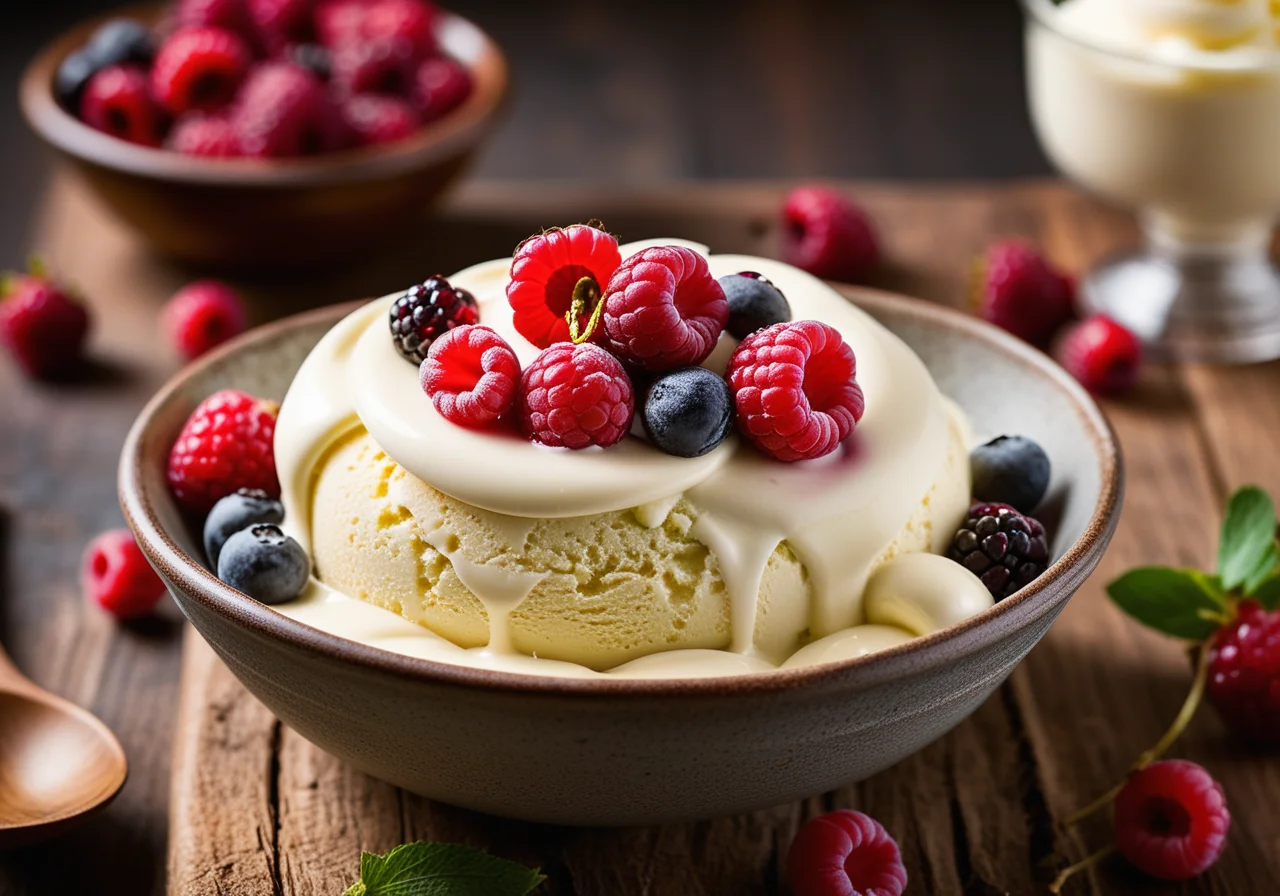 Berry Salad with Vanilla Ice Cream