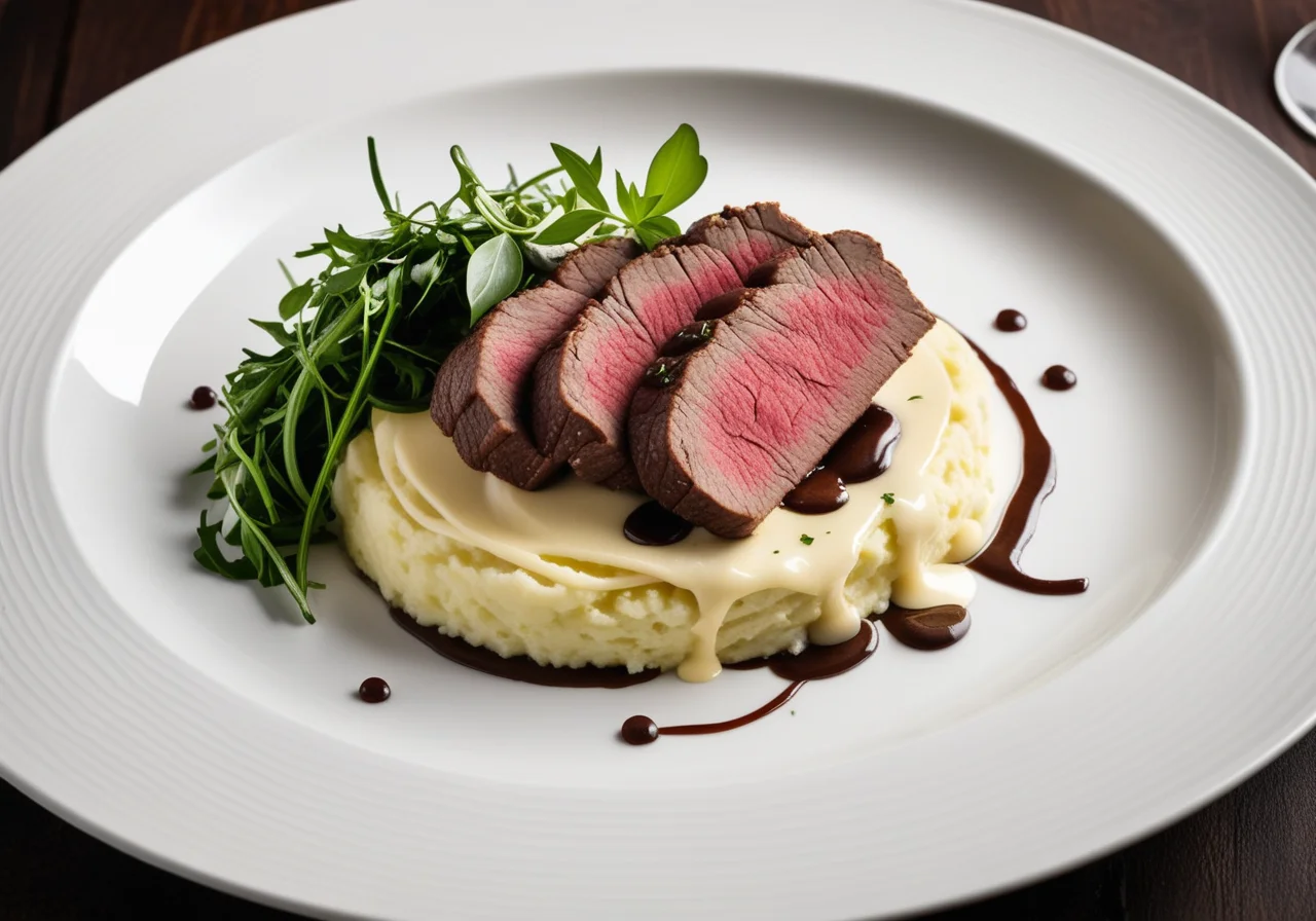 Beef Fillet with Mashed Potatoes and Truffle Dressing
