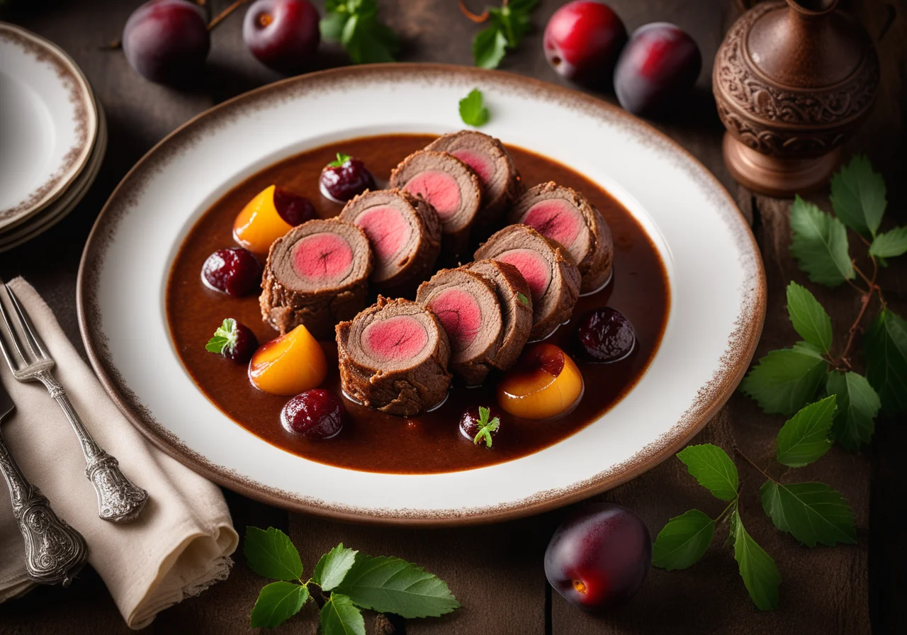 Wild Boar Rouladen with Pepper Plum Filling