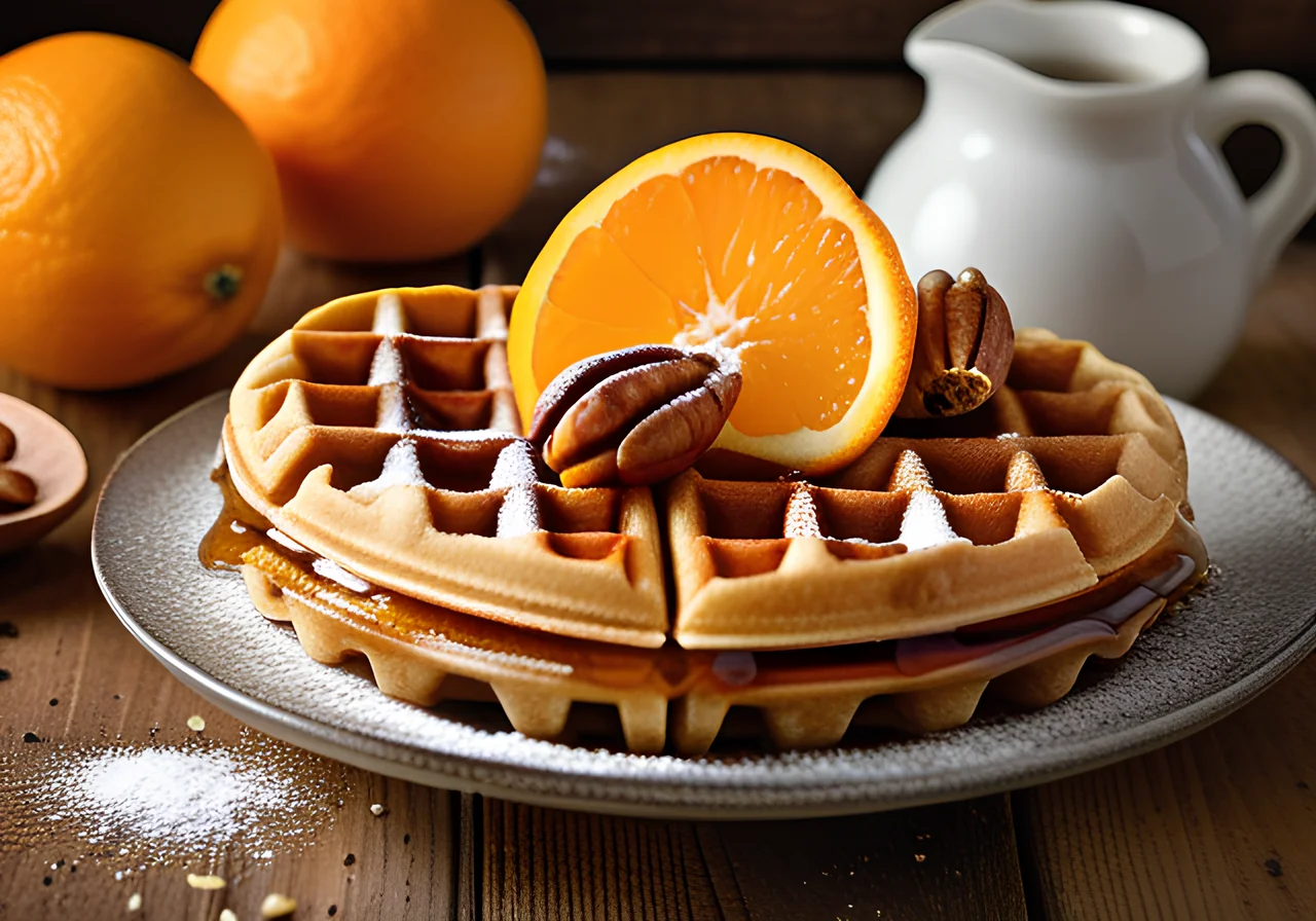 Nut Waffles with Honey