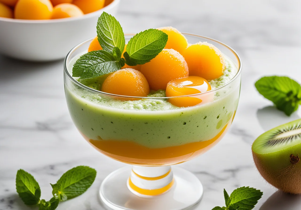 Yogurt Honey Sorbet with Fruit Sauce