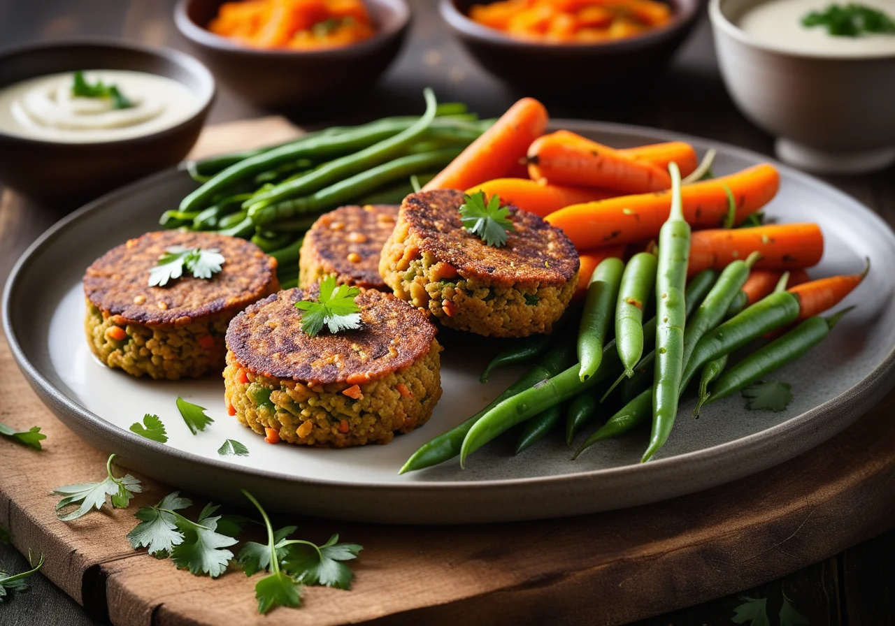 Lentil Patties with Braised Vegetables