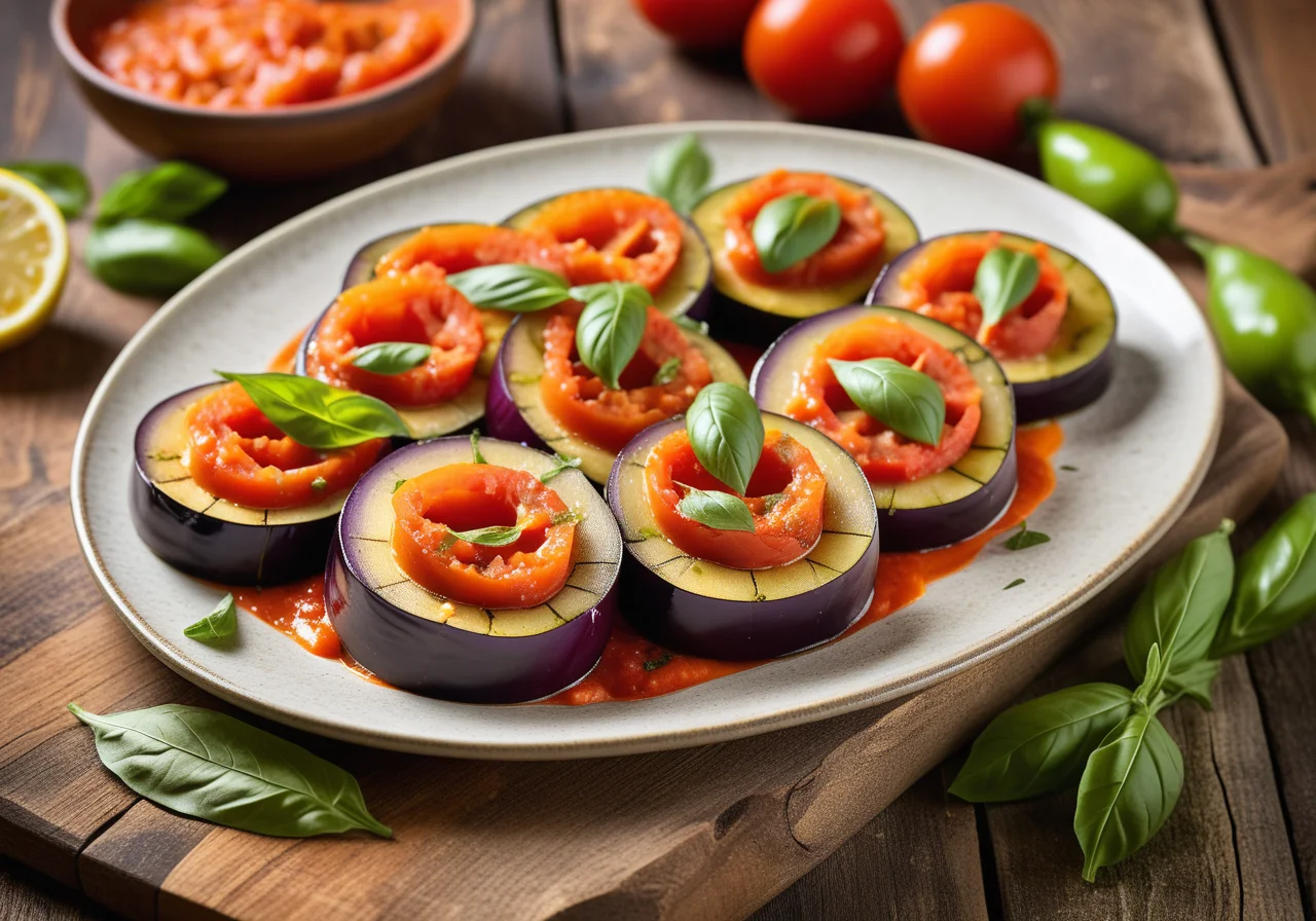 Vegetarian Stuffed Eggplant Rolls