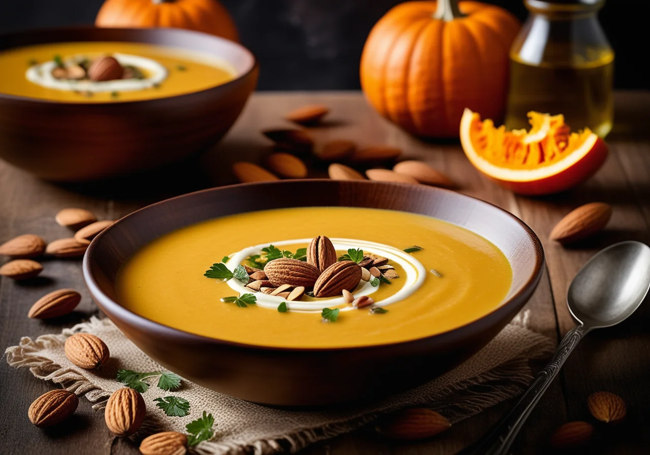 Creamy Pumpkin Soup with Almonds