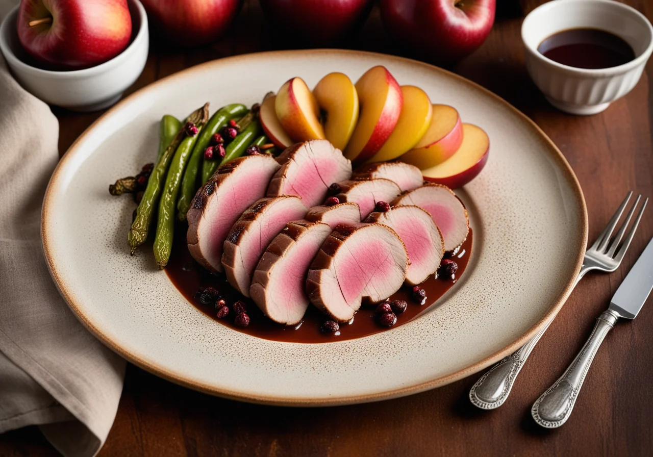 Duck Breast with Pepper Sauce and Pan‑fried Apple
