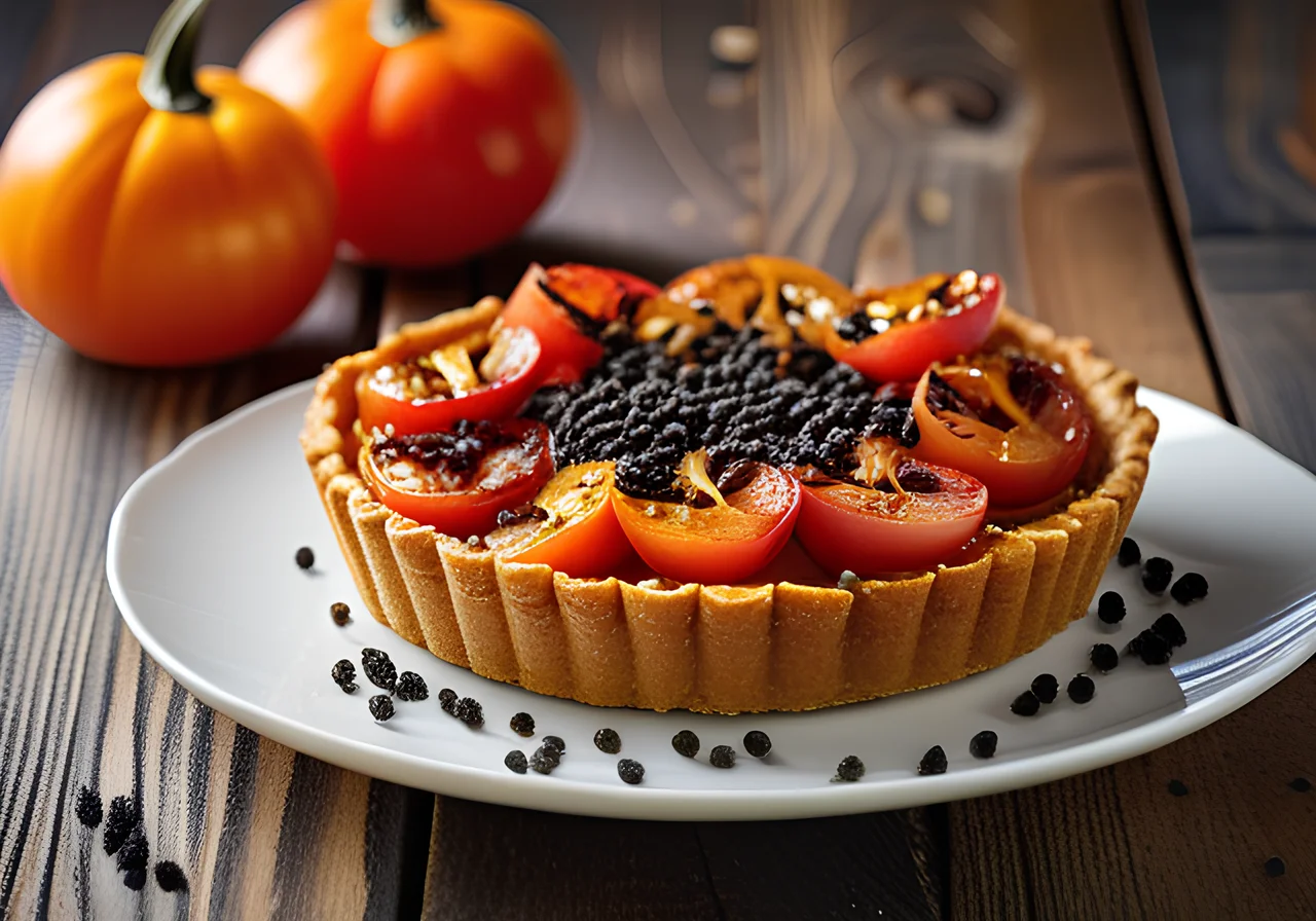 Pumpkin Tart with Tomatoes and Onions