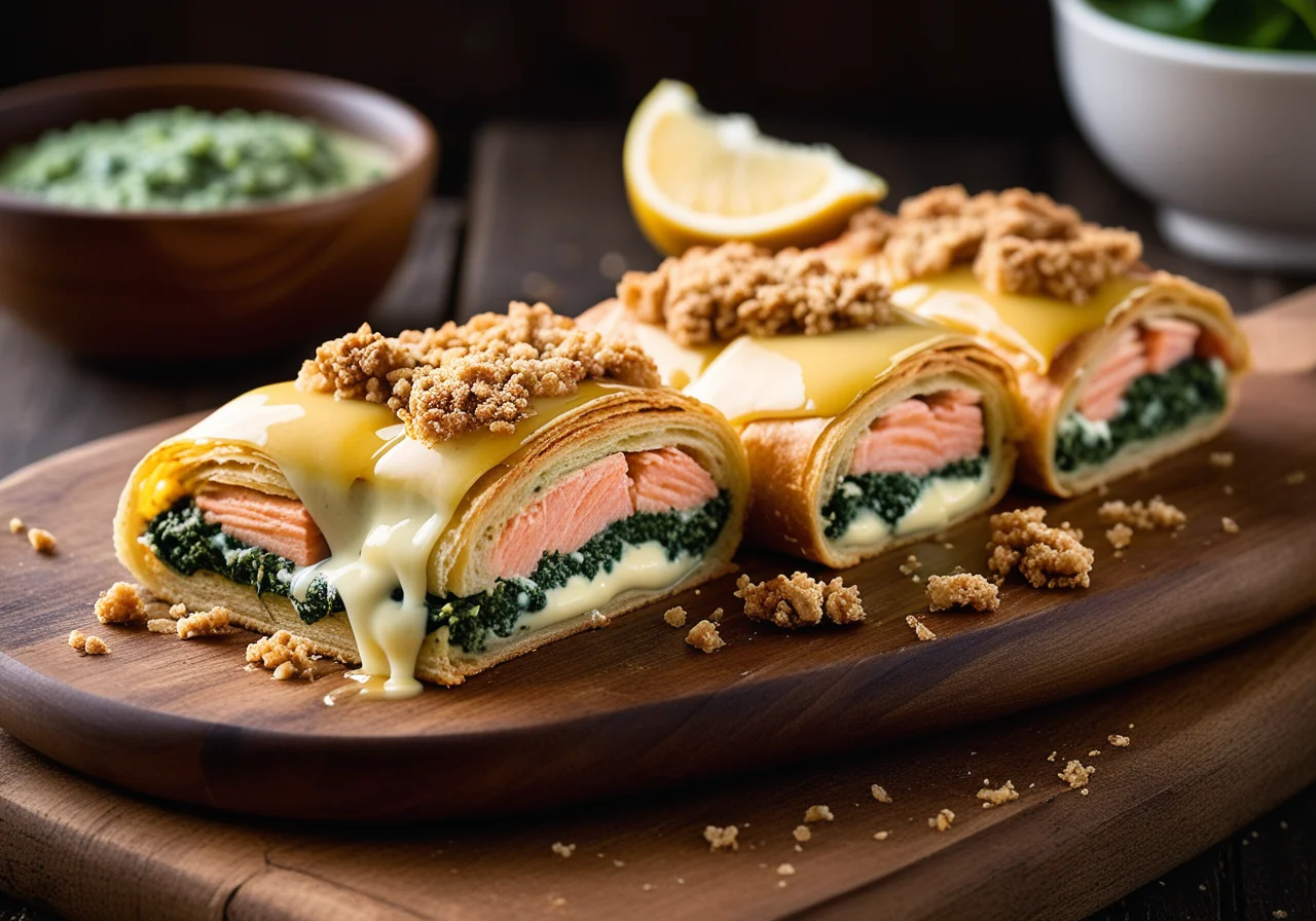 Spinach Strudel with Salmon