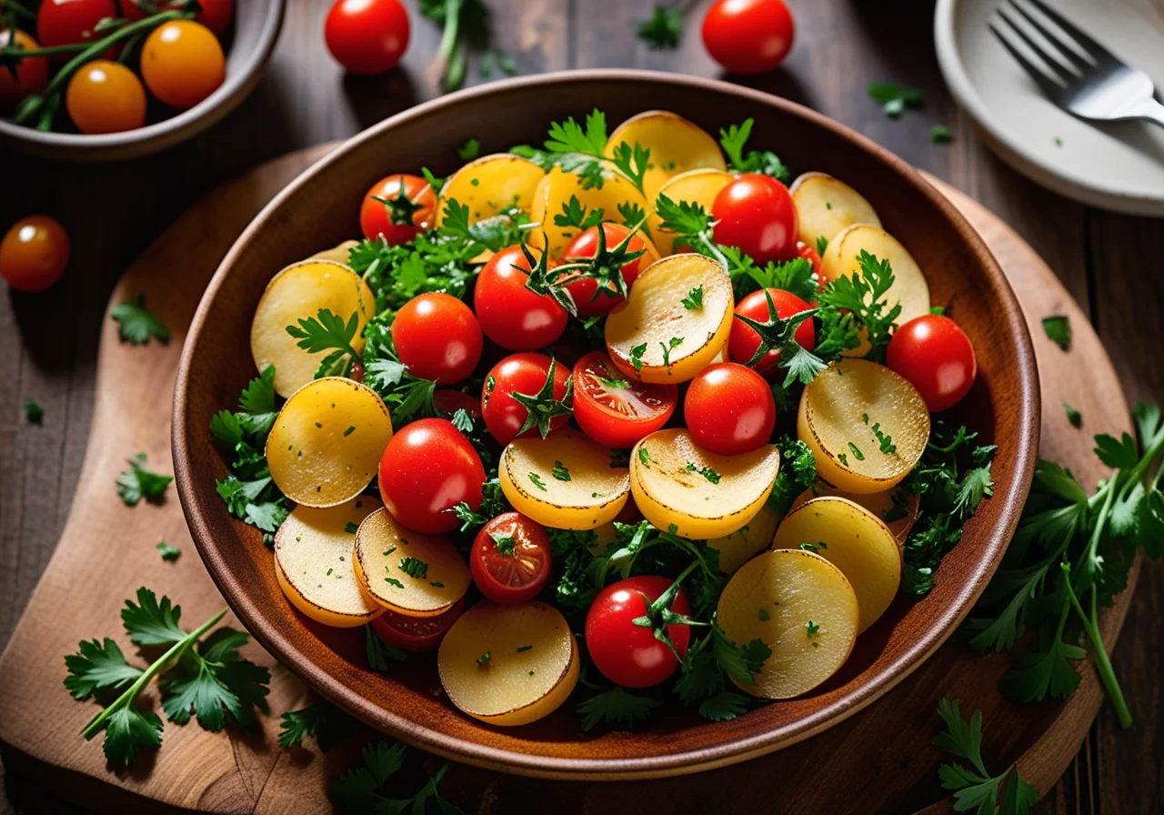Pan‑fried Potatoes with Salad