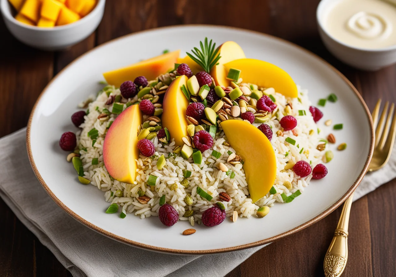 Fruitful Rice Salad with Yogurt Sauce